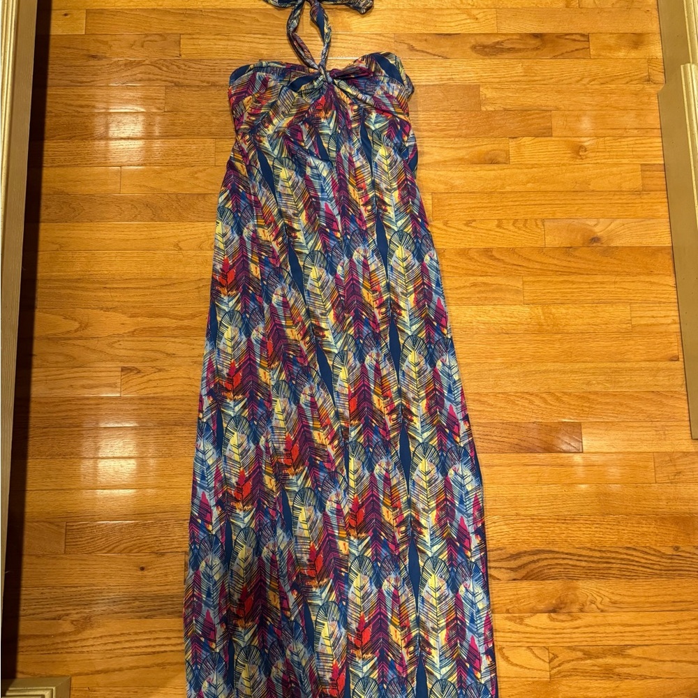Attention Blue and Red Pleated Tie Front Sundress